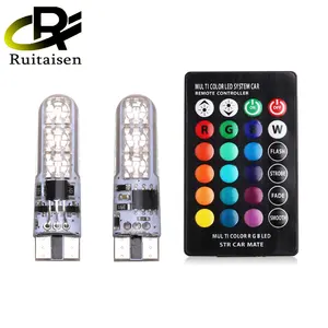 T10 W5W RGB LED הנורה 5050 6SMD 194 147 152 158 רכב עם מרחוק בקר פלאש/Strobe קריאת טריז אור עמילות אורות