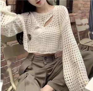 Suéter de Punto de Moda para Mujer, Otoño 2026, con Camisola Calada, Venta al Por Mayor - Product Image 1