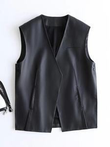 New Arrival Women Genuine Sheep Leather Vest Oversized Long Sleeveless <strong>Waistcoat</strong> Casual Spring Autumn - Product Image 4