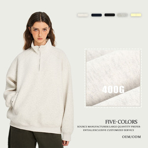 <span class=keywords><strong>Felpa</strong></span> retrò mezza cerniera 400g <span class=keywords><strong>felpa</strong></span> pesante mezza Zip cotone poliestere Unisex personalizzata Zip fino <span class=keywords><strong>felpa</strong></span> da uomo - Product Image 2