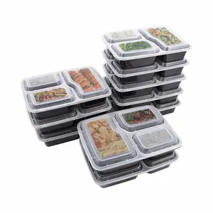 Factory Supplier Food Take Out 3 Compartment Lunch Prepared Manufacturer Disposable Containers Packaging Food Grade Plastic Box