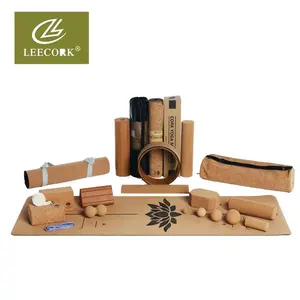 Leecork 2024 Goede Kwaliteit Duurzaam Custom Logo Gedrukt Antislip 5Mm Dik Milieuvriendelijk Natuurlijk Kurk Rubber/Tpe Yoga Mat