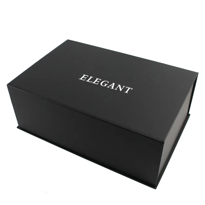 Logotipo personalizado de luxo grande preto, fechamento magnético, dobrável, rígido, caixa de sapato de embalagem de papel