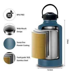 64OZ Insulated Water Jug Half Gallon Vacuum Flask Water Bottle With Stainless Steel Handle Bottle Insulated Tumbler 64oz