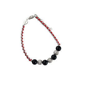 Yinruitai 925 Sterling Silver Black Agate Bead <b>Bracelet</b> With Red <b>Rope</b> Charm For Women Everyday Wear Light Luxury Jewelry - Product Image 5