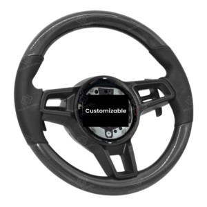 Volante Deportivo de Fibra de Carbono sin Botones en Cuero Negro para Porsche 911 996 718 992 Cayenne Macan Panamera Boxster Cayenne - Product Image 2
