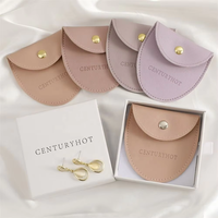 8*8cm rose PU cuir bijoux pochette sac à la main anneau Bracelet collier emballage sac bijoux cuir pochette sac avec Logo