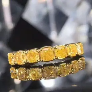 사우디 아라비아 전통적인 결혼식 다이아몬드 보석 반지 18k 금 자연적인 노란 다이아몬드 밴드 반지