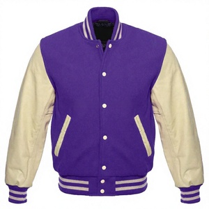 Wholesale Custom K-VJ-155 Men's Purple Wool College Baseball <b>Jacket</b> High School Vintage Fashion Embroidery Windproof Breathable - Product Image 1