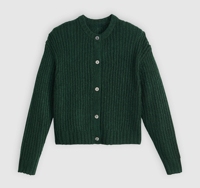 Cardigan en tricot côtelé épais pour femme, OEM ODM personnalisé, 100% coton, col rond, boutonné, décontracté, pour tous les jours