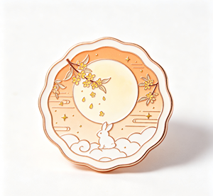Round Metal Gift <b>Box</b> <b>Floral</b> Rabbit Enamel <b>Box</b> Scalloped Metal Case for Holiday Packaging - Product Image 4