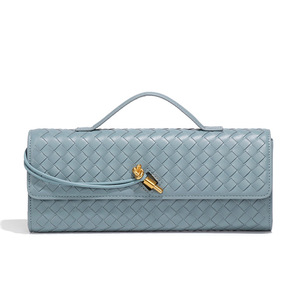 New <strong>Arrival</strong> Ladies Colorful Braided Long Hand Clutch <strong>Bags</strong> Fashionable Guangzhou Lock Woven <strong>Shoulder</strong> <strong>Bag</strong> Accept Customization