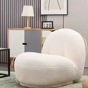 Sofá puf de lana de cordero, sofá individual de felpa blanca, estilo Instagram moderno y de lujo para sala de estar - Product Image 6