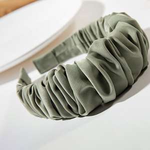 JIRIS 2022 नई फैशन कस्टम हेडबैंड डिजाइनर सिर वाइड शिकन Hairband महिलाओं लड़कियों देवियों प्रसिद्ध ब्रांडों के लिए शुद्ध रंग - Product Image 5