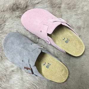 Dropshipping Original Marque Qualité Extérieur Plat Mule Sabot Birken <span class=keywords><strong>Style</strong></span> Cuir Véritable Daim Liège Pied Lit Solide Femmes Hommes <span class=keywords><strong>Sandale</strong></span> - Product Image 2