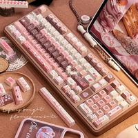 Clavier mécanique de mode rose chocolat à la fraise mignon, personnalisable, sublimation, matériau PBT, touches pour adolescents