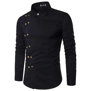 Men's Long Sleeved Shirts Fit Men's Shirts With Irregular Diagonal Buttons And Personality For Spring And Autumn