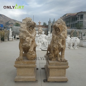 Decorazione esterna personalizzata intagliata a mano scultura animale <span class=keywords><strong>di</strong></span> grandi dimensioni a grandezza naturale giacente statue <span class=keywords><strong>di</strong></span> <span class=keywords><strong>leone</strong></span> in marmo - Product Image 3