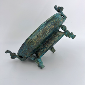 Ручки, мелководный горшок для бонсай с высокой культурной ценностью, античный бронзовый ученый со спиральным драконом для настольного дисплея - Product Image 3