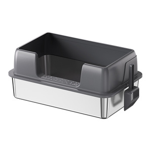 Stainless Steel <b>Cat</b> Litter <b>Box</b> Extra Large 26cm Height Anti Splash Spacious Semi Enclosed For <b>Cats</b> - Product Image 2