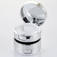A735 Nouvelle conception d'emballage cosmétique en plastique, étui rond pour fond de teint avec miroir, couleur nude, prix