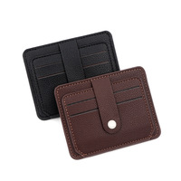 Dompet tempat kartu ID kredit pria, dompet kulit Pu ramping mewah kecil pria dengan saku koin dompet desainer merek untuk pria wanita