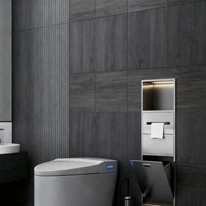 Poubelle murale multifonctionnelle moderne en acier inoxydable à 3 niveaux, porte-serviettes en papier toilette <span class=keywords><strong>pour</strong></span> hôtel - Product Image 3