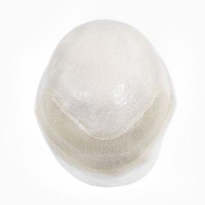 Tupé de Base de piel fina de Pu con frente de encaje francés platino blanco puro para hombres reemplazo de cabello humano pelucas de cabello Remy Natural - Product Image 5