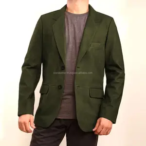 Blazer de piel de oveja nobuk para hombre, chaqueta personalizada de piel de oveja de cuero genuino, con 2 botones, en todos los colores