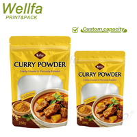Sachet Doypack Personnalisé en Gros 100g 250g de Poudre de Curry de Qualité Alimentaire avec Fenêtre Transparente et Fermeture Éclair, Emballage pour Assaisonnements et Épices, Pochette Autoportante
