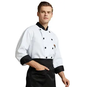 Spanisches Restaurant Herren koch Arbeits kleidung Zweireihiges mittel-und lang ärmel iges Restaurant Hotel Cafeteria Chef Uniformen