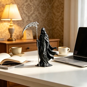 Escultura de Grim Reaper de Tamaño Personalizable, Decoración Grande para Exteriores o Pequeña para Escritorio, Estatua de Resina para Arte de Diseño en Exteriores y Hogar - Product Image 3