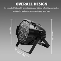Projecteur de scène LED Par 64 RGBW 54x3W DMX512 8CH, CRI élevé Ra95, IP20, lumière de lavage dimmable pour discothèque, bar, KTV