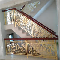 Balustrades d'escalier en aluminium doré, laiton, fer forgé, surface transparente, cristal acrylique, main courante sculptée à la main