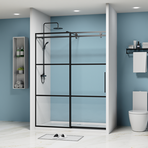 LE LUXE MODERNE RENCONTRE LA FONCTIONNALITÉ: ÉCRAN <span class=keywords><strong>DE</strong></span> <span class=keywords><strong>DOUCHE</strong></span> KD À CADRE NOIR AVEC ACCENTS EN LAITON - Product Image 6