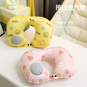 หมอนรองคอพกพาแบบเป่าลมรูปตัว U สำหรับการเดินทาง พร้อมฟังก์ชั่นทำความเย็น สำหรับใช้งานทั่วไป วัสดุโพลีเอสเตอร์ - Product Image 2