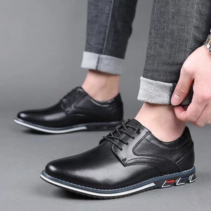 Nouvelles chaussures pour hommes, chaussures en cuir décontractées à lacets, chaussures habillées formelles, semelle souple, semelle épaisse antidérapante, chaussures polyvalentes - Product Image 3