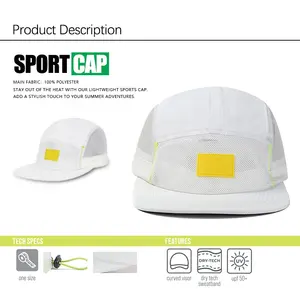 Logo personalizzato gorras regolabile in pianura all'aperto impermeabile ad asciugatura rapida 5 pannelli campeggio in Nylon maglia sportiva cappello da campo