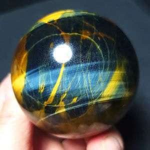 Vente en gros de sphères en pierre d'œil de tigre bleu naturel, polies, artisanat en cristal pour la décoration de la maison et les cadeaux - Product Image 1