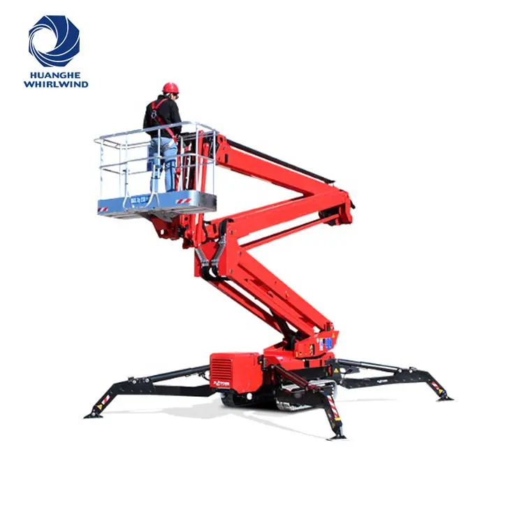 16m 18m Rotary basket Electric aerial work lift platform adjustable crawler tracked spider boom lift