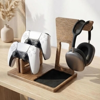 Support de rangement pour jeux vidéo en bois personnalisé sur mesure, organisateur de manettes et de casques, support pour casque en bois