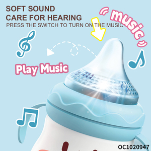 Hochet pour bébé en forme de biberon de dessin animé, jouet sensoriel Montessori électrique en plastique pour 0-6 et 6-12 mois avec lumières et musique - Product Image 4