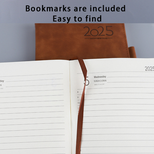 2025 toptan A5 PU deri ciltli gündem organizatör günlük haftalık aylık Plan not defteri okul hediyeler İngilizce günlüğü kağıt - Product Image 3