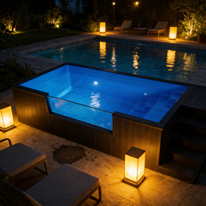 Grande piscine extérieure avec coque en fibre de verre et configuration de jets d'eau personnalisable - Product Image 3