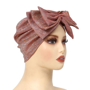 HZM-24207 Brillant Bowknot Turban Cap Élégant Tête Wraps À La Mode Élastique Tête Écharpe Bonnets <span class=keywords><strong>Chimio</strong></span> Cap - Product Image 4