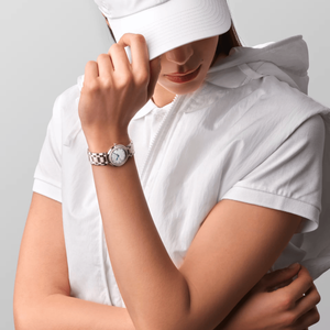 Elegante Reloj de Pulsera Redondo para Mujer con Bisel de Diamantes, Esfera de Nácar, Visualización de Fecha, Reloj de Vestir de Cuarzo con Correa de Acero Inoxidable - Product Image 2