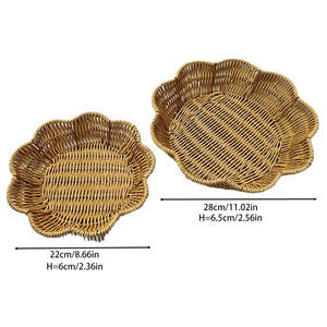 Mây phục vụ khay Bộ 2 dệt trái cây giỏ trang trí nội thất cofffe bảng vỏ sò cạnh - Product Image 2