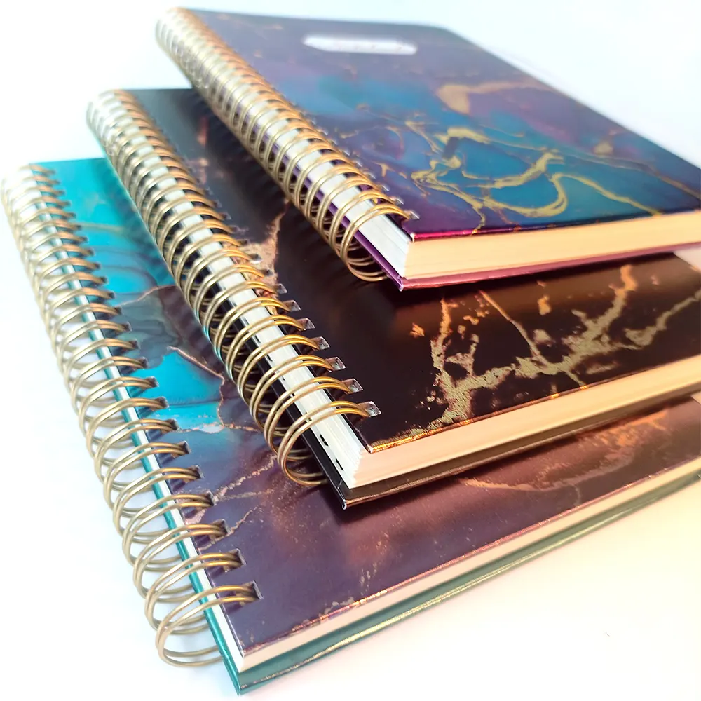 Fabriek Aangepaste 2024 Planner Onregelmatige Gouden Stempelen Hardcover Spiraal Notebook