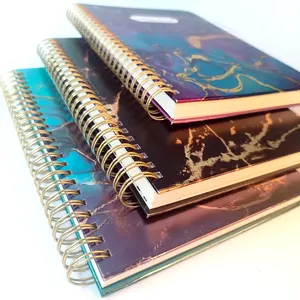 Factory Custom 2024 Planner Irregular Gold Stamping Hardcover Spiral Notebook