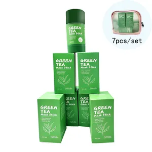 Private Label Custom 7 Pack Set Green Tea Mud Mask Stick Moisturizing Oil-Controlling Reducing Blackheads Mud Mask Stick